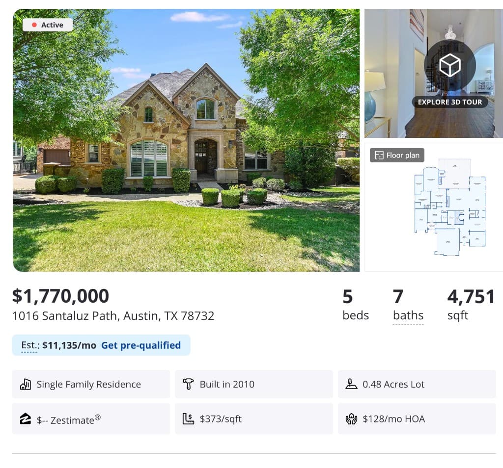 Property listing example